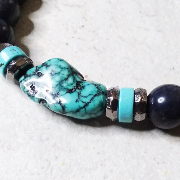 Turquoise Magnesite & Chunky Beads! Rustic SouthWestern Vibes Beaded Bracelet #3 - Picture 6 of 8